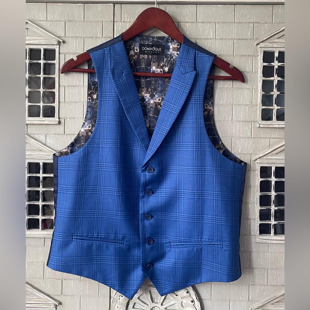 Dominique Wilkins Blue Plaid Button-down Vest